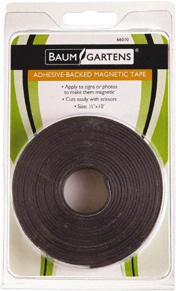 Baum/Gartens - 120" Long x 1/2" Wide x 1/8" Thick Flexible Magnetic Strip - Adhesive Back, Black - Top Tool & Supply