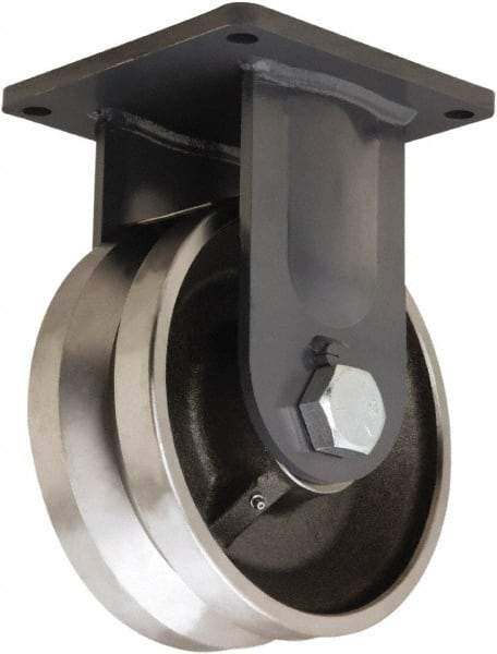 Hamilton - 10" Diam x 4" Wide, Forged Steel Rigid Caster - 16,000 Lb Capacity, Top Plate Mount, 8-1/2" x 8-1/2" Plate, Straight Roller Bearing - Top Tool & Supply