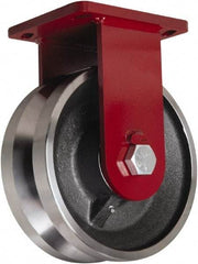 Hamilton - 10" Diam x 4" Wide, Iron Rigid Caster - 7,500 Lb Capacity, Top Plate Mount, 6-1/2" x 7-1/2" Plate, Straight Roller Bearing - Top Tool & Supply