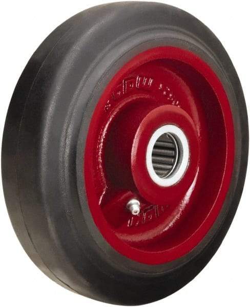 Hamilton - 7 Inch Diameter x 2 Inch Wide, Rubber on Cast Iron Caster Wheel - 450 Lb. Capacity, 2-1/4 Inch Hub Length, 1 Inch Axle Diameter, Straight Roller Bearing - Top Tool & Supply