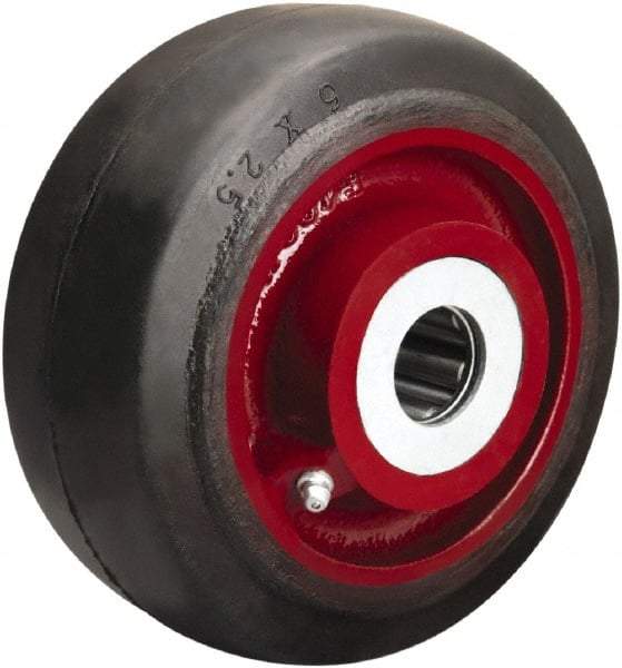 Hamilton - 6 Inch Diameter x 2-1/2 Inch Wide, Rubber on Cast Iron Caster Wheel - 540 Lb. Capacity, 3-1/4 Inch Hub Length, 1 Inch Axle Diameter, Tapered Roller Bearing - Top Tool & Supply