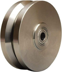 Hamilton - 6 Inch Diameter x 2 Inch Wide, Stainless Steel Caster Wheel - 950 Lb. Capacity, 2-1/4 Inch Hub Length, 3/4 Inch Axle Diameter, Plain Bore Bearing - Top Tool & Supply