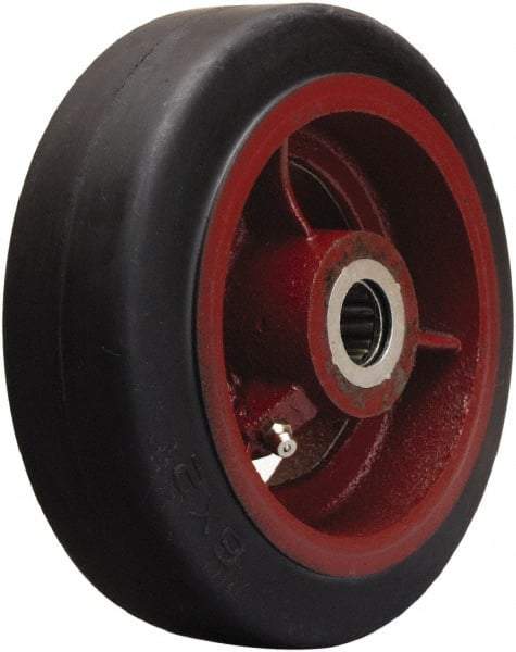 Hamilton - 6 Inch Diameter x 2 Inch Wide, Rubber on Cast Iron Caster Wheel - 410 Lb. Capacity, 2-1/4 Inch Hub Length, 1/2 Inch Axle Diameter, Straight Roller Bearing - Top Tool & Supply