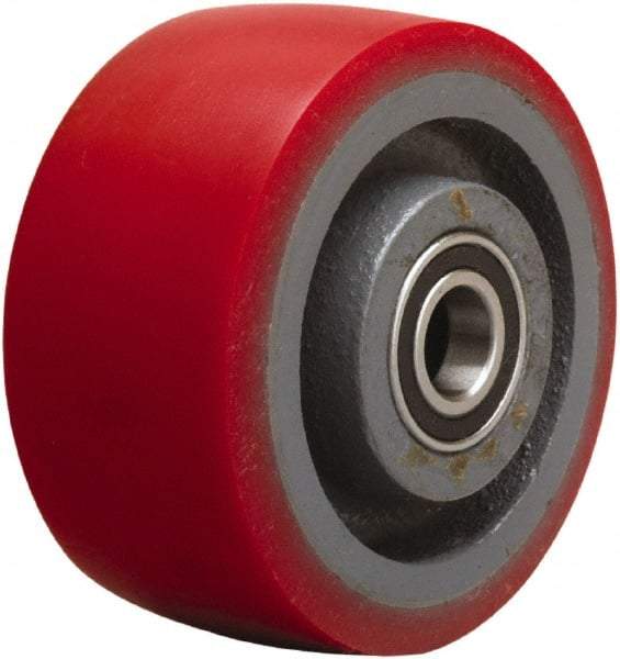 Hamilton - 4 Inch Diameter x 2 Inch Wide, Polyurethane on Cast Iron Caster Wheel - 900 Lb. Capacity, 2-1/4 Inch Hub Length, 1/2 Inch Axle Diameter, Precision Ball Bearing - Top Tool & Supply