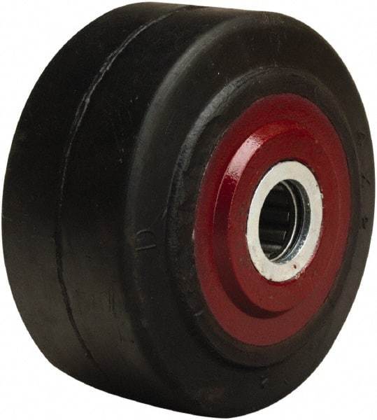 Hamilton - 4 Inch Diameter x 2 Inch Wide, Rubber on Cast Iron Caster Wheel - 300 Lb. Capacity, 2-1/4 Inch Hub Length, 1-3/16 Inch Axle Diameter, Plain Bore Bearing - Top Tool & Supply