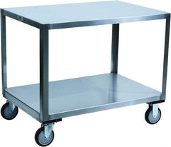 Jamco - 1,200 Lb Capacity, 60" Wide x 30" Long x 30" High Transport Cart - 2 Shelf, Stainless Steel, 2 Rigid/2 Swivel Casters - Top Tool & Supply