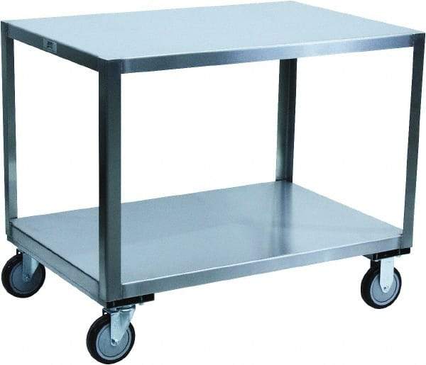 Jamco - 1,200 Lb Capacity, 36" Wide x 24" Long x 30" High Transport Cart - 2 Shelf, Stainless Steel, 2 Rigid/2 Swivel Casters - Top Tool & Supply