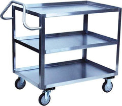 Jamco - 1,200 Lb Capacity, 36" Wide x 24" Long x 35" High Shelf Cart - 3 Shelf, Stainless Steel, 2 Rigid/2 Swivel Casters - Top Tool & Supply