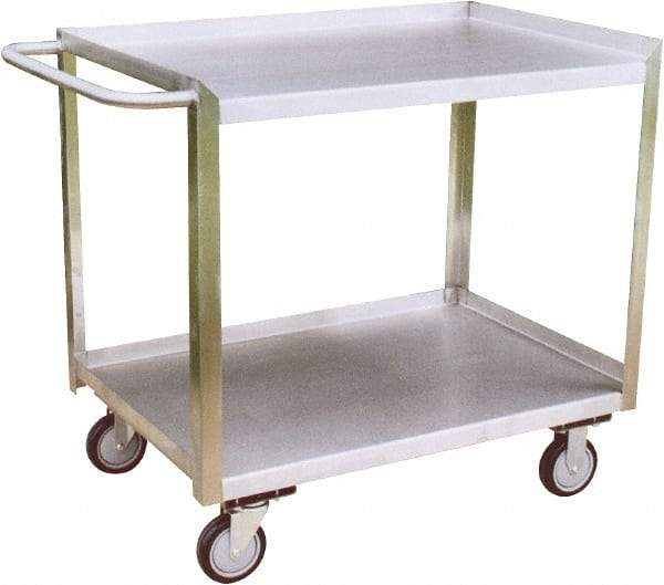 Jamco - 1,200 Lb Capacity, 30" Wide x 18" Long x 35" High Shelf Cart - 2 Shelf, Stainless Steel, 2 Rigid/2 Swivel Casters - Top Tool & Supply