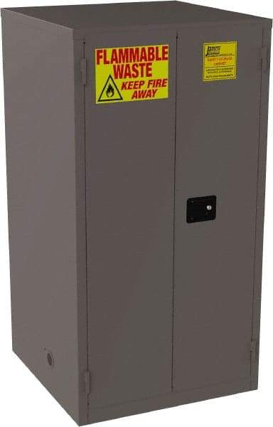 Jamco - 2 Door, 2 Shelf, Yellow Steel Double Wall Safety Cabinet for Flammable and Combustible Liquids - 65" High x 34" Wide x 34" Deep, Manual Closing Door, 3 Point Key Lock, 60 Gal Capacity - Top Tool & Supply