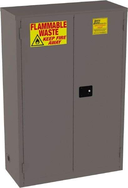 Jamco - 2 Door, 2 Shelf, Yellow Steel Double Wall Safety Cabinet for Flammable and Combustible Liquids - 65" High x 18" Wide x 43" Deep, Manual Closing Door, 3 Point Key Lock, 45 Gal Capacity - Top Tool & Supply