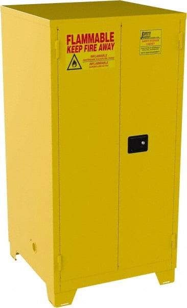 Jamco - 2 Door, 2 Shelf, Yellow Steel Double Wall Safety Cabinet for Flammable and Combustible Liquids - 70" High x 34" Wide x 34" Deep, Self Closing Door, 3 Point Key Lock, 60 Gal Capacity - Top Tool & Supply