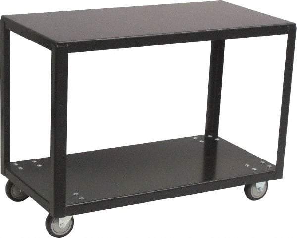 Jamco - 800 Lb Capacity, 36" Wide x 24" Long x 28" High Transport Cart - 2 Shelf, Steel, 2 Rigid/2 Swivel Casters - Top Tool & Supply