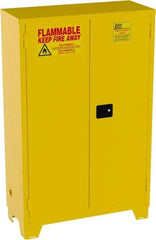 Jamco - 2 Door, 2 Shelf, Yellow Steel Double Wall Safety Cabinet for Flammable and Combustible Liquids - 70" High x 18" Wide x 43" Deep, Self Closing Door, 3 Point Key Lock, 45 Gal Capacity - Top Tool & Supply