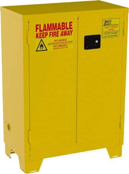 Jamco - 2 Door, 2 Shelf, Yellow Steel Double Wall Safety Cabinet for Flammable and Combustible Liquids - 49" High x 18" Wide x 34" Deep, Self Closing Door, 3 Point Key Lock, 28 Gal Capacity - Top Tool & Supply