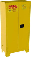 Jamco - 2 Door, 3 Shelf, Yellow Steel Double Wall Safety Cabinet for Flammable and Combustible Liquids - 70" High x 18" Wide x 34" Deep, Manual Closing Door, 3 Point Key Lock, 44 Gal Capacity - Top Tool & Supply