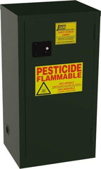 Jamco - 1 Door, 2 Shelf, Green Steel Double Wall Safety Cabinet for Flammable and Combustible Liquids - 44" High x 18" Wide x 23" Deep, Manual Closing Door, 3 Point Key Lock, 18 Gal Capacity - Top Tool & Supply