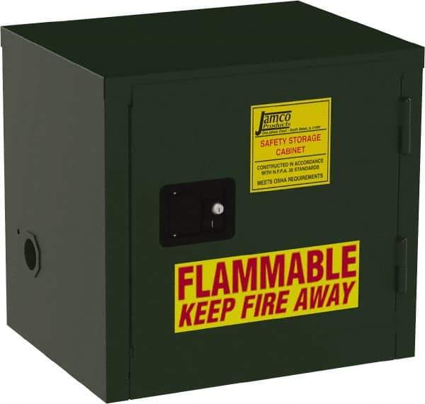 Jamco - 1 Door, Green Steel Double Wall Safety Cabinet for Flammable and Combustible Liquids - 22" High x 18" Wide x 23" Deep, Self Closing Door, 3 Point Key Lock, 6 Gal Capacity - Top Tool & Supply