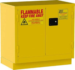 Jamco - 2 Door, 1 Shelf, Yellow Steel Double Wall Safety Cabinet for Flammable and Combustible Liquids - 35" High x 22" Wide x 36" Deep, Manual Closing Door, 3 Point Key Lock, 22 Gal Capacity - Top Tool & Supply