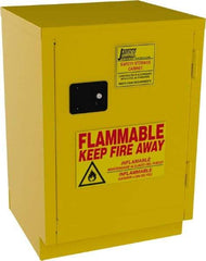 Jamco - 1 Door, 1 Shelf, Yellow Steel Double Wall Safety Cabinet for Flammable and Combustible Liquids - 35" High x 22" Wide x 24" Deep, Manual Closing Door, 3 Point Key Lock, 12 Gal Capacity - Top Tool & Supply