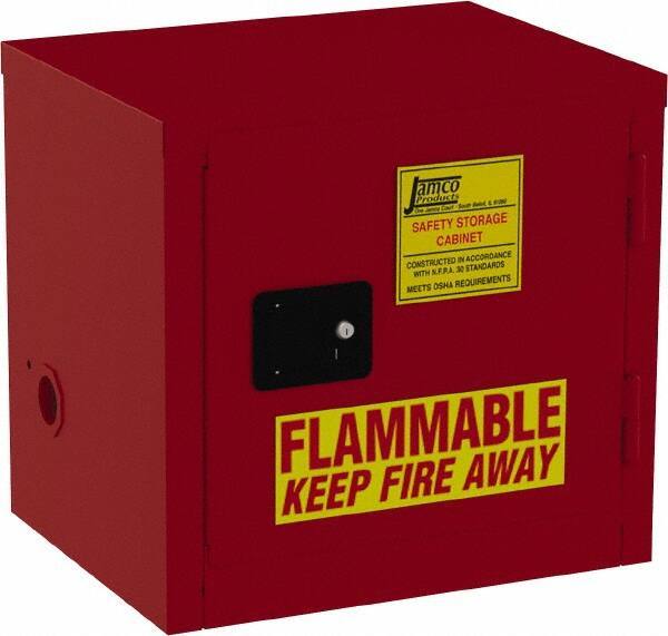 Jamco - 1 Door, 1 Shelf, Red Steel Double Wall Safety Cabinet for Flammable and Combustible Liquids - 22" High x 18" Wide x 23" Deep, Manual Closing Door, 3 Point Key Lock, 12 Gal Capacity - Top Tool & Supply