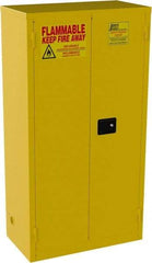 Jamco - 2 Door, 3 Shelf, Yellow Steel Double Wall Safety Cabinet for Flammable and Combustible Liquids - 65" High x 18" Wide x 34" Deep, Manual Closing Door, 3 Point Key Lock, 44 Gal Capacity - Top Tool & Supply