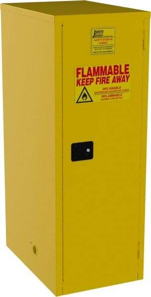 Jamco - 1 Door, 3 Shelf, Yellow Steel Double Wall Safety Cabinet for Flammable and Combustible Liquids - 65" High x 34" Wide x 23" Deep, Self Closing Door, 3 Point Key Lock, 60 Gal Capacity - Top Tool & Supply