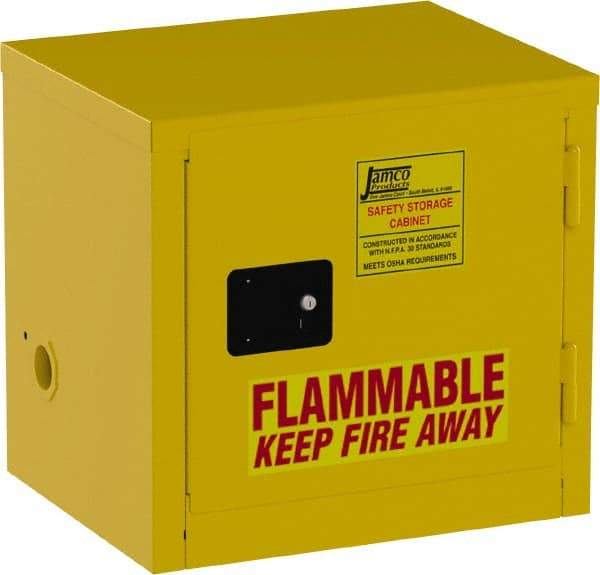 Jamco - 1 Door, Yellow Steel Double Wall Safety Cabinet for Flammable and Combustible Liquids - 22" High x 18" Wide x 23" Deep, Self Closing Door, 3 Point Key Lock, 6 Gal Capacity - Top Tool & Supply