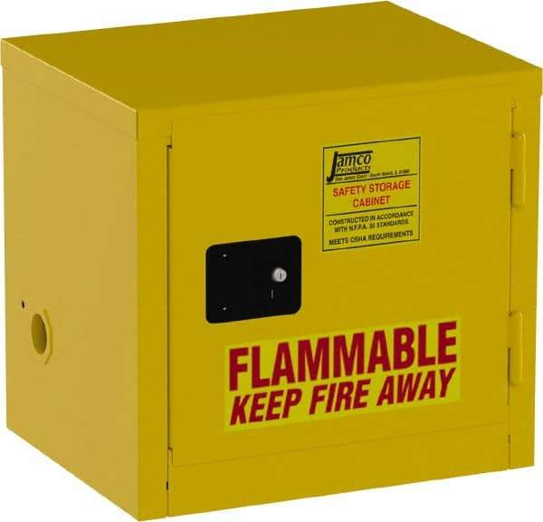 Jamco - 1 Door, Yellow Steel Double Wall Safety Cabinet for Flammable and Combustible Liquids - 22" High x 18" Wide x 23" Deep, Manual Closing Door, 3 Point Key Lock, 6 Gal Capacity - Top Tool & Supply