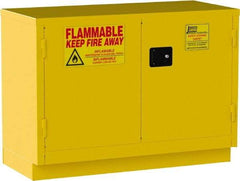 Jamco - 2 Door, 1 Shelf, Yellow Steel Double Wall Safety Cabinet for Flammable and Combustible Liquids - 35" High x 22" Wide x 48" Deep, Self Closing Door, 3 Point Key Lock, 30 Gal Capacity - Top Tool & Supply