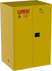 Jamco - 2 Door, 2 Shelf, Yellow Steel Double Wall Safety Cabinet for Flammable and Combustible Liquids - 65" High x 34" Wide x 43" Deep, Manual Closing Door, 3 Point Key Lock, 90 Gal Capacity - Top Tool & Supply