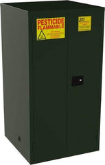 Jamco - 2 Door, 2 Shelf, Green Steel Double Wall Safety Cabinet for Flammable and Combustible Liquids - 65" High x 34" Wide x 34" Deep, Manual Closing Door, 3 Point Key Lock, 60 Gal Capacity - Top Tool & Supply