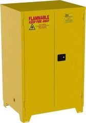 Jamco - 2 Door, 2 Shelf, Yellow Steel Double Wall Safety Cabinet for Flammable and Combustible Liquids - 70" High x 34" Wide x 43" Deep, Self Closing Door, 3 Point Key Lock, 90 Gal Capacity - Top Tool & Supply