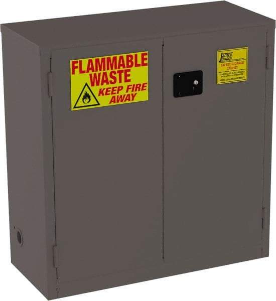 Jamco - 2 Door, 1 Shelf, Yellow Steel Double Wall Safety Cabinet for Flammable and Combustible Liquids - 44" High x 18" Wide x 43" Deep, Manual Closing Door, 3 Point Key Lock, 30 Gal Capacity - Top Tool & Supply