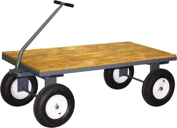 Jamco - 2,500 Lb Capacity Wood/Steel Steel Wagon Truck - 48" OAW, 20" Platform Height, Mold-On Rubber Casters - Top Tool & Supply