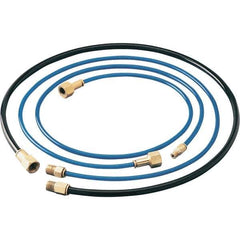 Dynabrade - 1/4" ID x 3/8" OD 3' Long Hose - Female/Male Ends, 90 Working psi, 1/4" Fitting, Black & Blue - Top Tool & Supply