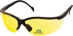 PYRAMEX - +1.5, Amber Lenses, Scratch Resistant, Framed Magnifying Safety Glasses - UV Protection, Adjustable Temples, Black Nylon Frame, ANSI Z87.1 - Top Tool & Supply