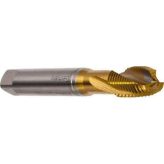 Emuge - M10x1.50 Metric 3 Flute 6H Modified Bottoming Spiral Flute Tap - Cobalt, TiN Finish, 100mm OAL, Right Hand Flute, Right Hand Thread, Series Rekord DF - Top Tool & Supply