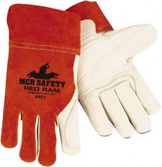 MCR Safety - Size M Unlined Cowhide Welding Glove - White/Red, Pair - Top Tool & Supply