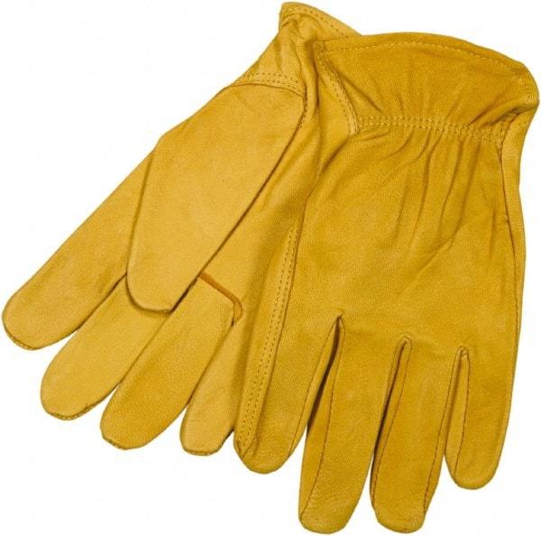 MCR Safety - Size S Goatskin General Protection Work Gloves - For Work & Driver, Uncoated, Slip-On Cuff, Gold, Paired - Top Tool & Supply