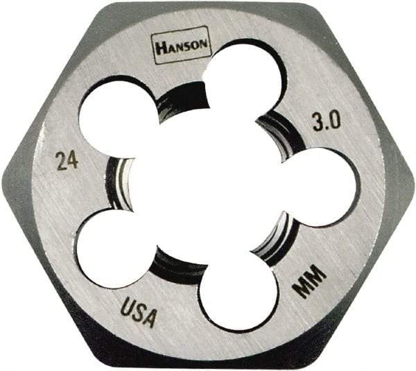 Irwin Hanson - M20x2.50 Metric Coarse Thread, 1-13/16" Hex, Right Hand Thread, Hex Rethreading Die - Carbon Steel - Exact Industrial Supply