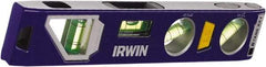 Irwin - Magnetic 9" Long 4 Vial Torpedo Level - Aluminum/Die Cast, Blue, 1 22.5°, 1 45°, 1 Level & 1 Plumb Vials - Top Tool & Supply