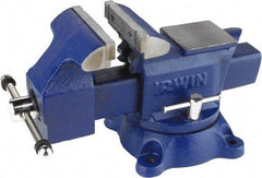 Irwin - 4-1/2" Jaw Width, 4" Opening Capacity, 2-3/8" Throat Depth, Steel Stationary Bench Vise - Bolt Down Base Attachment, Anvil - Top Tool & Supply