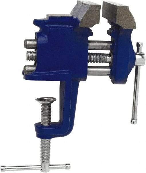 Irwin - 3" Jaw Width, 2" Opening Capacity, 3" Throat Depth, Steel Stationary Bench Vise - Clamp-On Base Attachment, Anvil - Top Tool & Supply