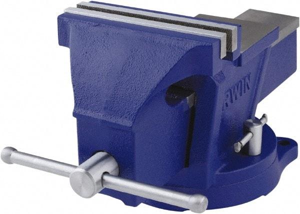 Irwin - 6" Jaw Width, 4-57/64" Opening Capacity, 3" Throat Depth, Steel Swivel Bench Vise - Bolt Down Base Attachment, Anvil - Top Tool & Supply