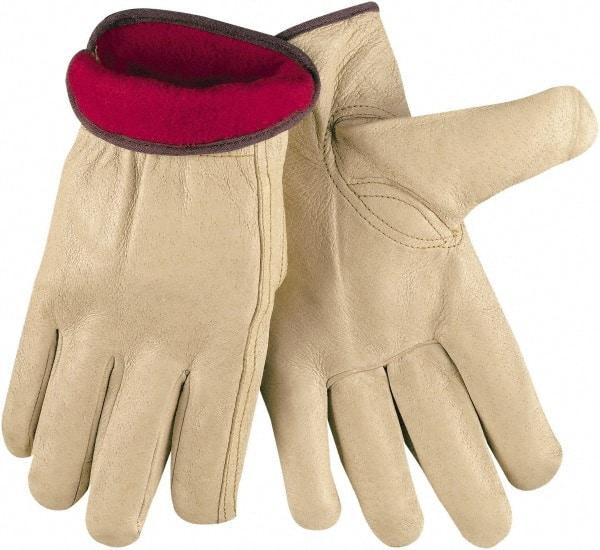 MCR Safety - Size M Cold Protection Work Gloves - For Work & Driver, Uncoated, Natural/Red, Paired - Top Tool & Supply