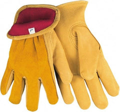 MCR Safety - Size M Deerskin Cold Protection Work Gloves - For Work & Driver, Uncoated, Slip-On Cuff, Natural/Red, Paired - Top Tool & Supply