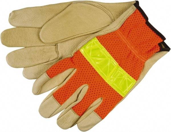 MCR Safety - Size XL General Protection Work Gloves - For General Purpose, Uncoated, Tan/Hi-Vis Orange, Paired - Top Tool & Supply