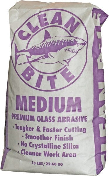 NC Minerals - Medium Grade Angular Crushed Glass - 40 to 80 Grit, 50 Lb Bag - Top Tool & Supply