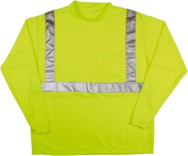 MCR Safety - Size 2XL, Hi-Viz Lime, High Visibility, Long Sleeve T-Pocket, - 1 Pocket, Polyester - Top Tool & Supply